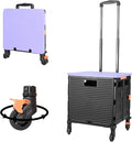 FELICON SELORSS Foldable Utility Cart Folding Portable Rolling Crate Handcart with Heavy Duty Telescoping Handle Collapsible 4 Rotate Wheels for Travel Shopping Move Luggage Office Use(Black+Purple)