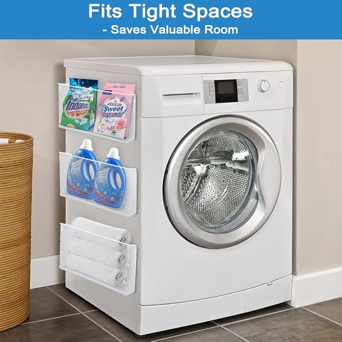 Picowe Magnetic Shelf for Fridge, Aluminum Foil & Plastic Wrap Holder Organizer for Refrigerator, Magnetic Laundry Organizer for Washer /Dryer, Fridge & Small Spaces (White)