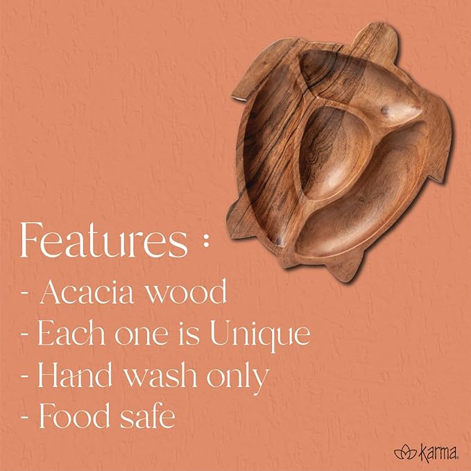 Karma, Acacia Wood Boot Shaped Serving Bowl, Wood Accent-Plates Divided Dessert Dish Serving Trays Platters, Boot