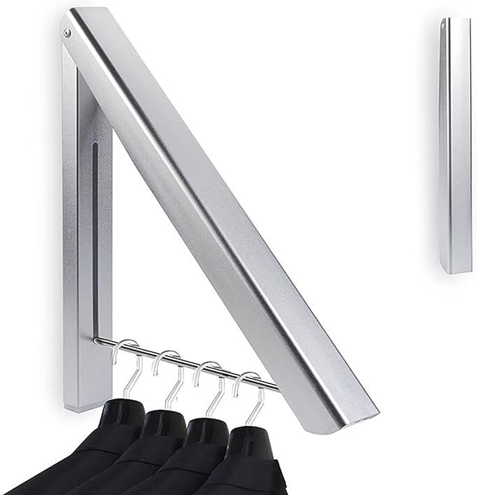 Clothes Drying Rack, Laundry Racks for Drying Clothes, Closet Storage Organization Wall Mounted Retractable Clothes Hanger for Laundry Room, Garage, Indoor & Outdoor Use, Slim Design Aluminum