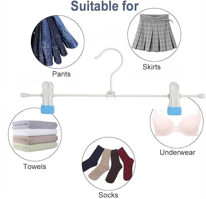Metal Wire Clips Pants Baby Children Bottom Trouser Clothes Hangers, 20 Pack Baby Toddler Infant Newborn Kids Heavy Duty with Adjustable Clips, 11.8" Space Saving for Legging Garment Jeans (Blue)