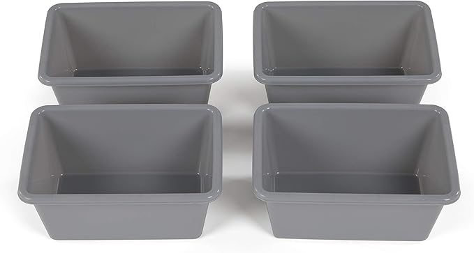 Humble Crew Toy Storage Bins for Kids, Set of 4, Grey, Small - Sturdy, Colorful Plastic Storage Bins for Classroom, Playroom, Nursery, and More - Premium Toddlers Toy Organizer Bins
