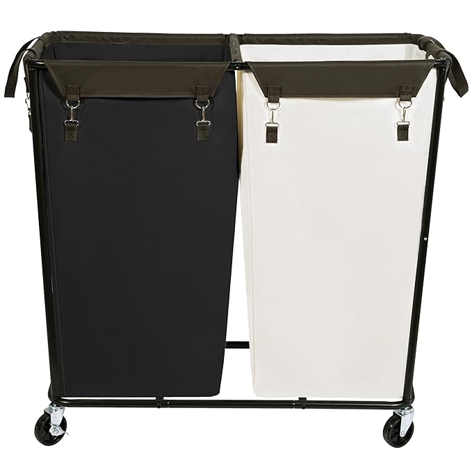 390L Laundry Hamper Sorter Extra Large, Heavy-Duty Laundry Basket with Wheels, Rolling Cart with Removable Bags, Laundry Cart for Hotel and Home, Multi-Color, 2-Section