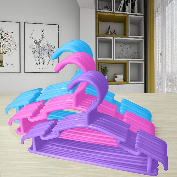 GoodtoU Baby Clothes Hangers, Non‑Slip 100 Pack Plastic Nursery Closet Hangers, Space‑Saving Toddler & Infant Hangers for Kids Clothing (Multicolor)