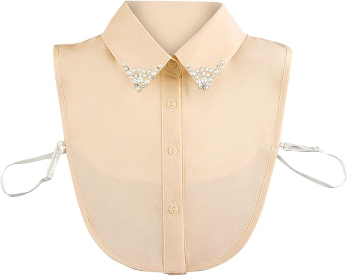 Chiffon Beading Half-Shirt Blouse Detachable Lace Fake Collars Dicky Collar Faux Collar for Women Girls