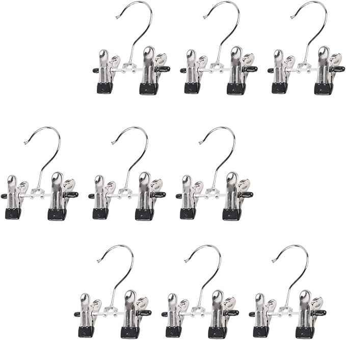 Double Adjustable Clips Boots Hangers,Space Saving Boots Socks Bags Hanging Clips Boot Holder Boot Organizer,Set of 9 (9)