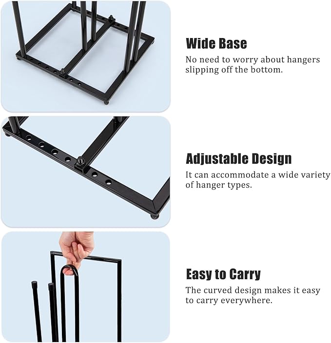 Hanger Stacker, Metal Hanger Storage Organizer Hold up to 60 Velvet Hangers, Space Saver Clothes Hanger Holder for Closet and Laundry, Black