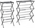 3 Tier Clothes Drying Rack, Foldable Drying Rack Clothing,Indoor & Outdoor Laundry Rack for Drying Clothes,Space-Saving Design, Metal Collapsible Dryer Racks for Laundry,Pure Black