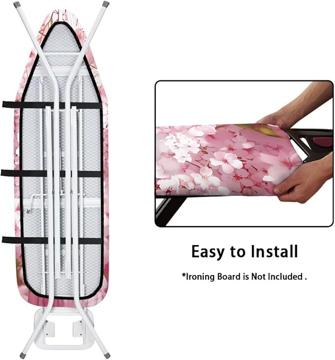 Waterproof Ironing Board Cover Cute Cat Iron Board Cover with Padding 15x54 Inch Standard Size 54x16 inch Pressing Cloth for Ironing (Pink)