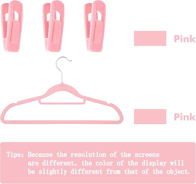 Trgowaul Blush Pink Velvet Hangers Clips, Pants Hangers Velvet Clips, Strong Finger Clips Perfect for Thin Velvet Hangers (20 Pcs, Blush)