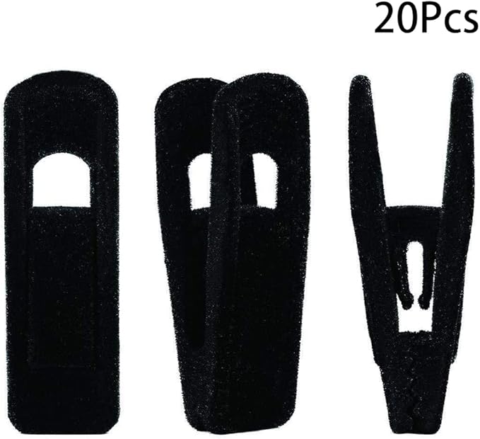 RUNAAJA Velvet Hangers Clips Pants Hangers Clips Flocked Hanger Clips Hanger Plastic Thicken Clothes Pants Pants Clip for Thin Velvet Clothes Suit Socks Hangers (Black*20)