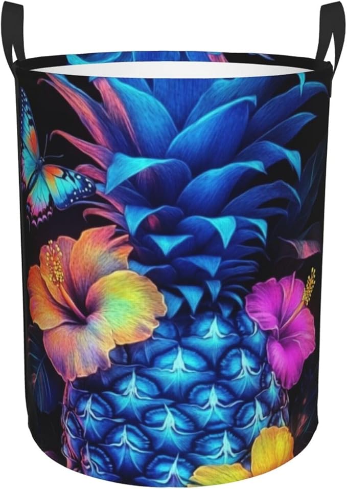 Pineapple Print Laundry Basket For Storage Bins Gift Baskets Bedroom Clothes Hamper