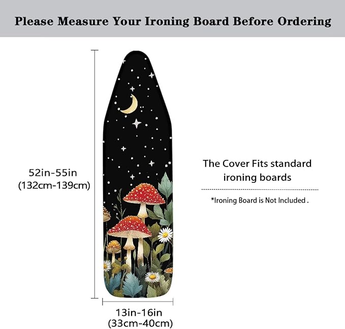 SEANATIVE Mushroom Print Ironing Board Covers and Padding Durable Heat Reflective Iron Board Cover Large Fits All Standard Sizes
