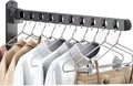 2 Pack Stainless Steel Clothes Hangers Drying Racks, Wall Mount Folding Garment Racks, Matte Black Coat Hanger Racks, Space Saver Clothing Closet Racks Storage Organizer for Laundry Bedroom Bathroom