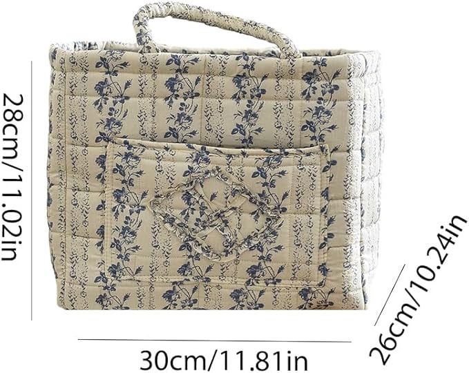 Floral Fabric Storage Basket Car Interior Storage Basket Underwear Sundries Laundry Baskets Supplies Home Organizer Bag (Vine Blue)