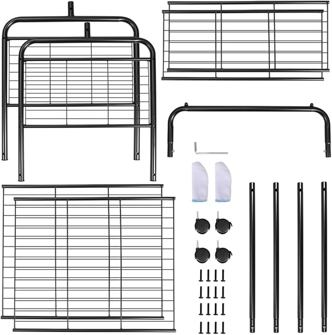 Black Metal Rolling Laundry Hamper Butler Cart Basket with Hanging Garment Rack, Storage Organizer with Mobile Wheels