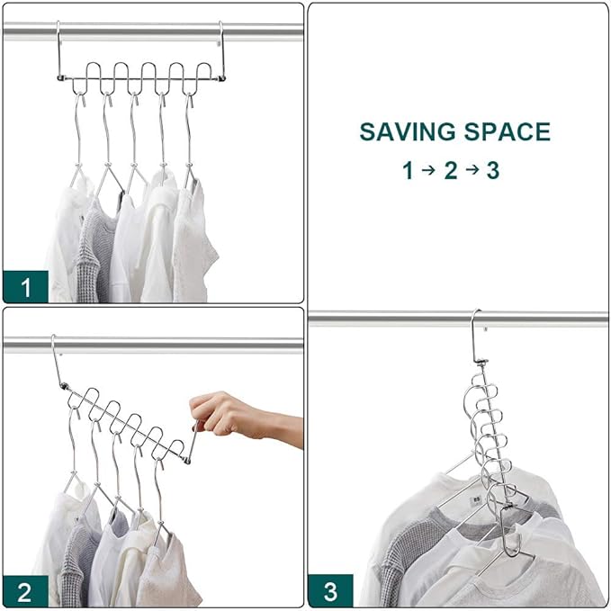 Meetu Space Saving Hangers Magic Cloth Hanger Metal Closet Organizer (Pack of 12)