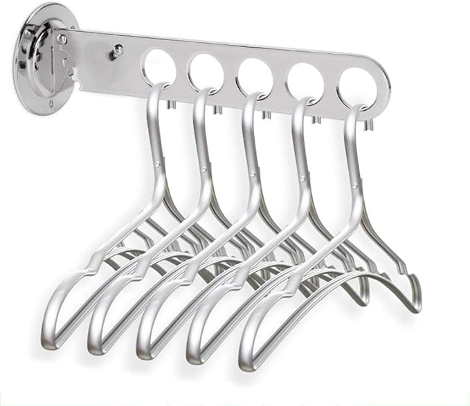Wall Mounted Rack Laundry Room Clothes Hanger Wall Mounted Clothes Rack with Swing Arm Stainless Steel Clothes Hooks Laundry Hanger Dryer Rack Folding Hanger Retractable Clothes Rack