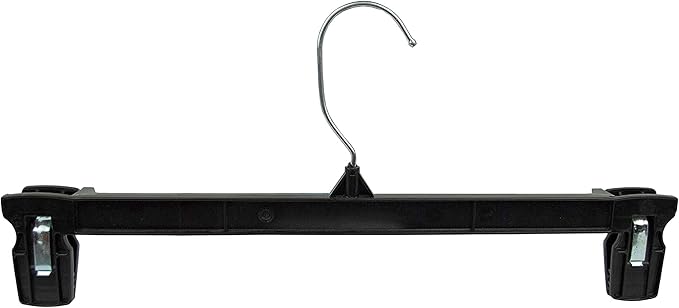 HangOn Pants Hangers Recycled Plastic with Ridged Clips, Black, 12 Inch Pack of 25