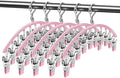 Legging Organizer for Closet,Upgrade Skirt Pants Hangers with Clips, Metal Yoga Pants Hangers 5 Pack w/10 Clips,Hangers Space Saving Closet Organizers w/Rubber Coated Closet Organizers(Pink), PH105