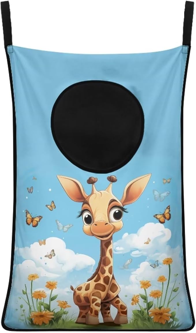 ZFRXIGN Giraffe Over The Door Laundry Hamper Large Capacity Laundry Baskets Funny Animal Hanging Laundry Bag for Bedroom, Bathroom, Dorm Storage Organizers Dirty Clothes Hampers