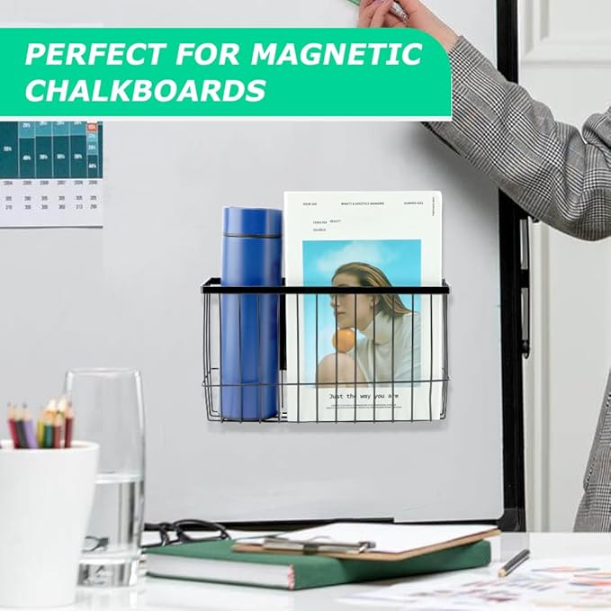 Magnetic Basket Fridge Dryer Ball Holder for Laundry Room Organization and Storage, Magnetic Basket Organizer Shelf Rack, Kitchen Moveable Storage Holder for Kitchen, Office and School
