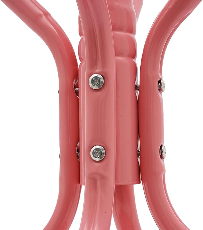 Multifunctional Metal Coat Rack Stand, Freestanding Coat Rack Hat Hall Tree with 2 Layer Basket and Practical Feet, Clothing Rack for Hallways, Living Rooms (Pink)