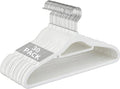 30 Pack Slim Non-Slip Velvet Hangers, Heavy Duty Space Saving Felt Coat Hangers with 360° Rotating Silver Hook (White)