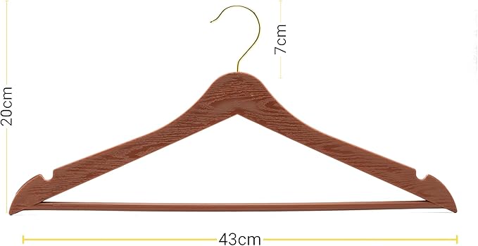 Arch 24 Pcs Brown Wood Look Plastic Hanger Clothes Clothes Shirt Hangers With Gold Hooks