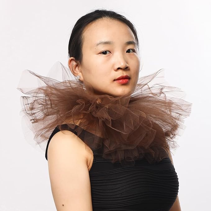 BLESSUME Victorian Retro Mesh Neck Ruff Ruffle Collar Layered Clown Neck Collar