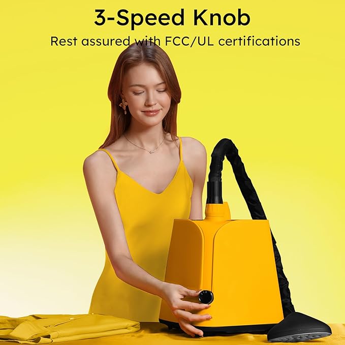 Colorful Standing Garment Steamer for Clothes, 2000W Professional Hanging Clothing Steamer with Stand, Commercial Cloth Fabric Steamers with 1.8L Water Tank for 45min Steaming, Lemon