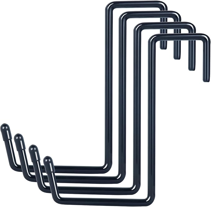 Vinyl Coated Heavy Duty Large Hooks for Hanging,Rafter Hanger Hook,Garage Bike Hooks,Ladder Hooks Storage Organizer,Large Object,Tools,Hose,Ropes and Pool Equipment Hooks Black 4 Pack