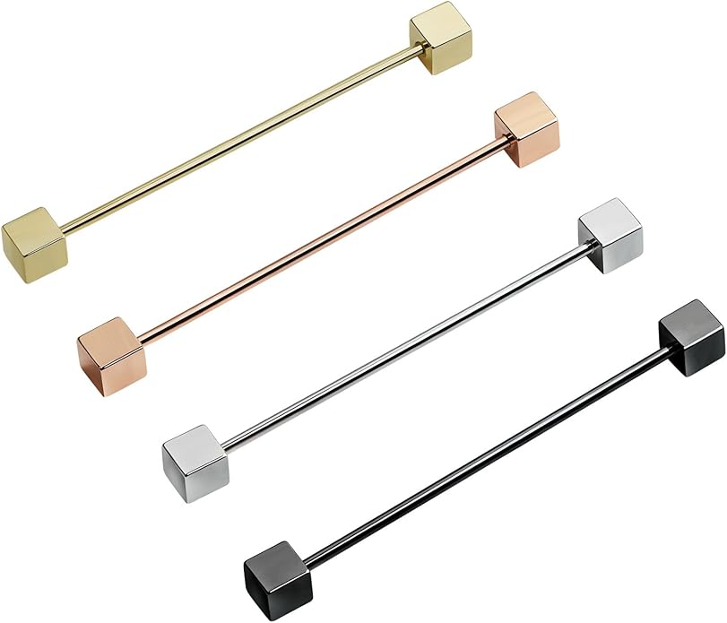 Classic 4-Piece Set Solid Brass Collar Bar for Men Multi-Style Metal Anti-Curl Shirt Collar Stays Tie Pins