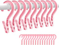 24pcs Laundry Hooks Clip Plastic Clothes Hangers Pins Super Strong Hanger Clips for Bathroom Travel Portable,Pink
