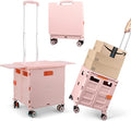 Foldable Utility Cart Folding Portable Rolling Crate with Magnetic Extended Lid,360°Rotate Wheels,176LBS Load Capacity,Heavy Duty Durable Dolly Cart for Teacher Tourist Shopping Office Outdoor