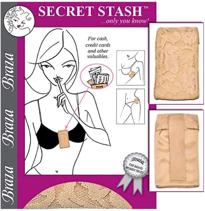Braza Secret Bra Stash - Beige 2 Pieces,One Size