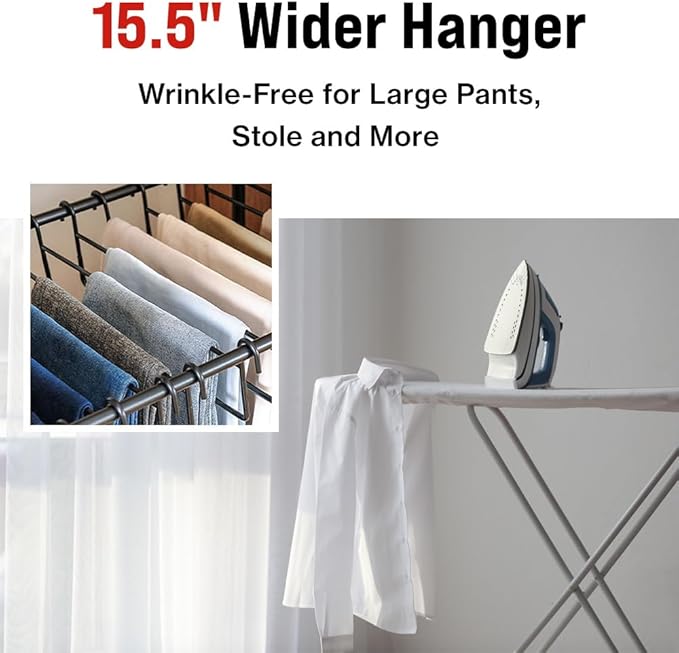Japard Pants Organizer Rack Trolley with 24 Double Hangers Rolling Trouser Metal Rack, Space Saving Closet - 48 Storage Pants Jeans Scarf Black