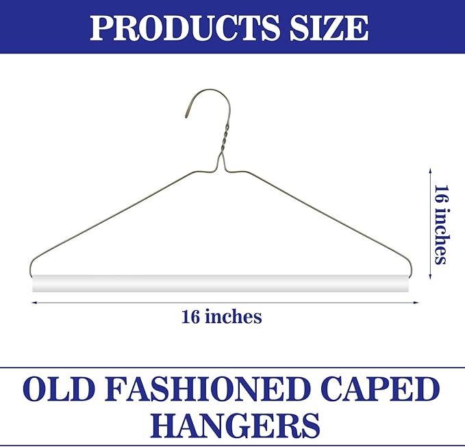 200 Pcs Dry Cleaner Hangers with Tubes - 16" Wire Hangers Bulk for Pants Caped Suit & Strut Home or Dry Cleaners (Gold)