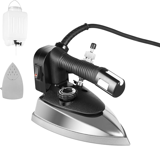 110V Gravity Feed Steam Iron Gravity System Industrial Irons 1200W Commercial Electric Steam Iron Complete Set, Non-Stick Soleplate, Powerful Shot of Steam
