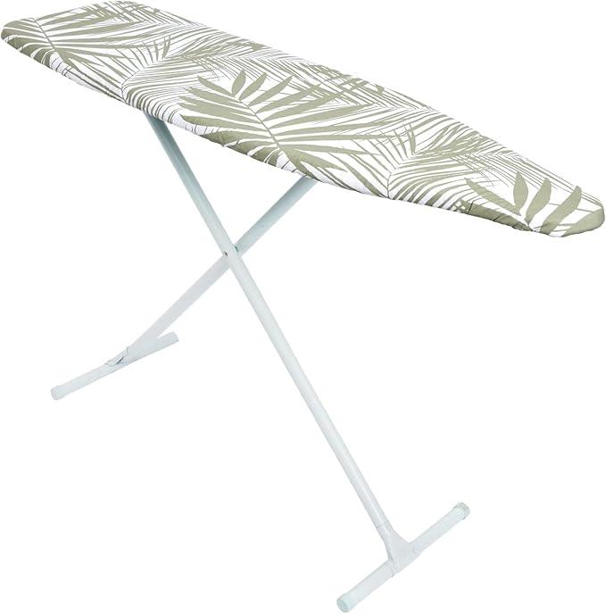 Ironing Board Cover and Pad, 15x54 Inches, Standard Size, Heavy Duty, White Palm Print Design