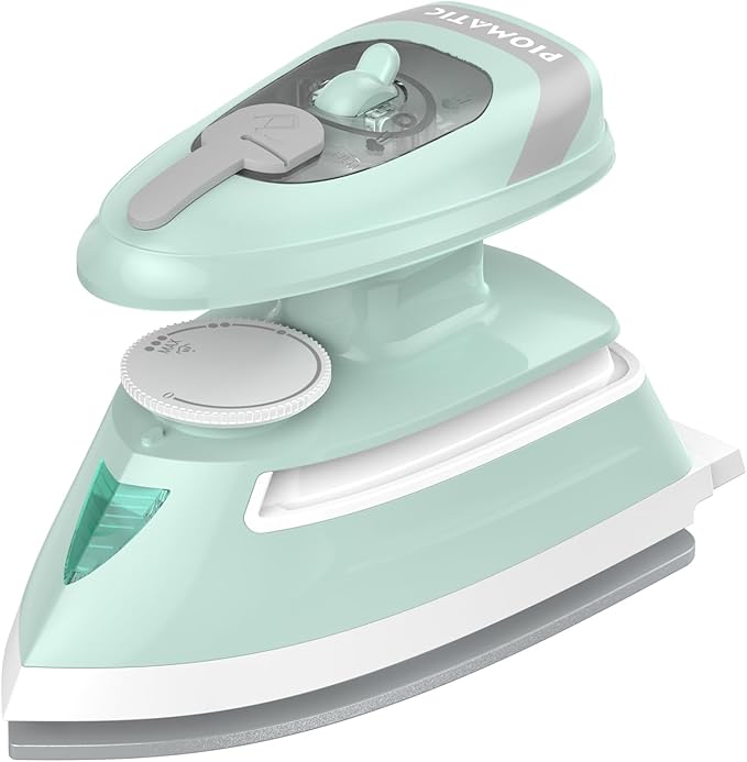 Mini Travel Steam Iron for Clothes with Dual Voltage, Temperature Control, Non-Stick Soleplate and Cord Storage, Ideal for Sewing, Quilting and Handcraft