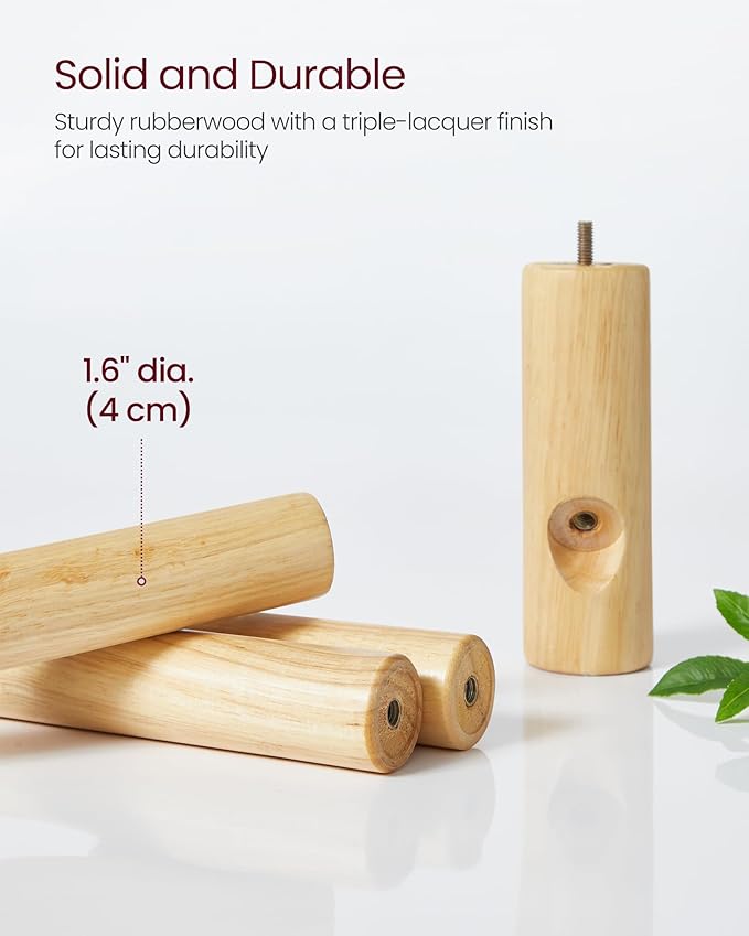 VASAGLE Solid Wood Coat Rack, Free Standing Tree-Shaped Coat Rack with 8 Hooks, 3 Height Options, for Clothes, Hats, Bags, Living Room, Bedroom, Home Office, Gray URCR04GY