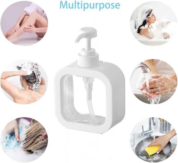 Hand Soap Dispenser for Bathroom, Modern Dish Soap Dispenser for Kitchen Sink, Liquid Soap Container with Pump, Clear Plastic Soap Pump Bottles (2 Packs,10oz, White)