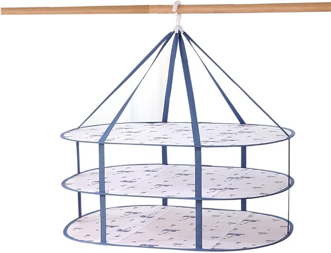 Fashion & Lifestyle Large Size Sweater Hanging Dryer, 3 Tier Folding Drying Rack, Lay Flat to Dry Mesh Clothes Hanger for Sweater, Delicates and Swimsuit, 1 pcs