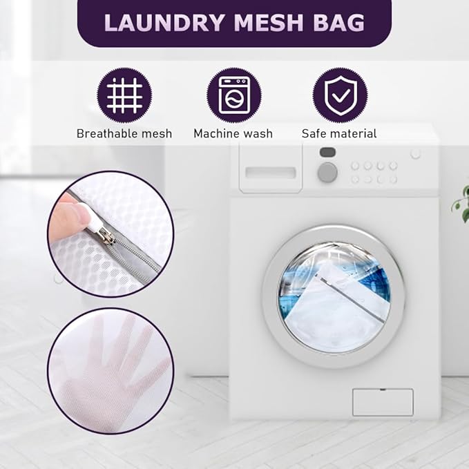 Silicone Bra Laundry Bag With Mesh Laundry Bag for A-D Cups,Reusable Delicates Laun dry Bag with Snap Buttons Anti Deformation Bras Wash Bag,for Bras,Underwear & Swimwear