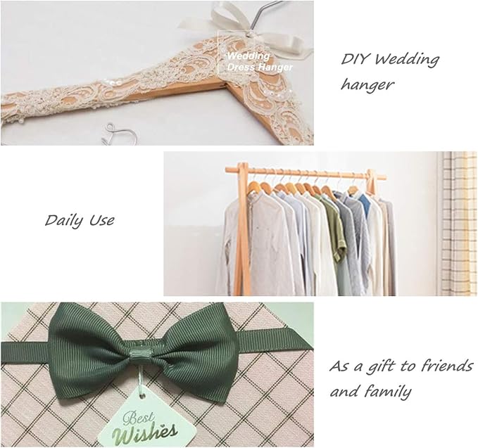 Amber Home 20 Pack Natural Wooden Shirt Hangers, Premiun Wood Coat Hangers Without bar, Clothes Hangers for Jacket, Bridal (Natural, 20)