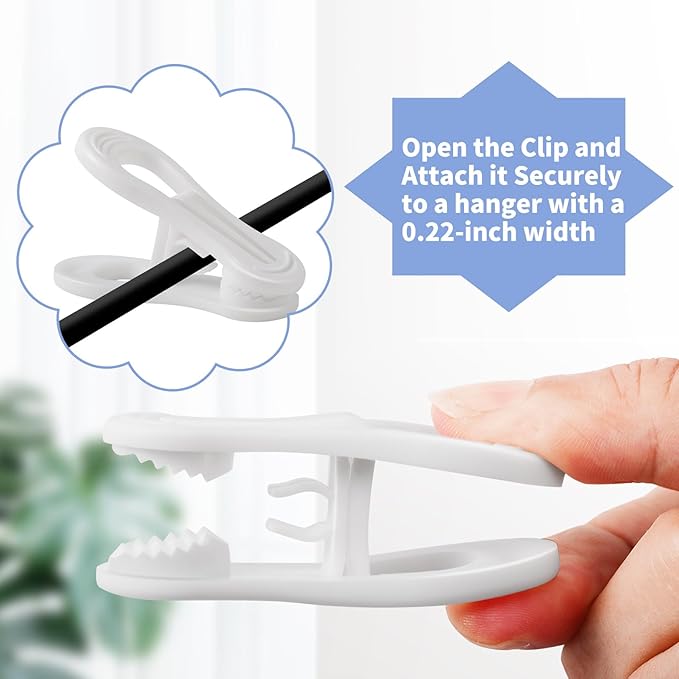50 Pcs White Hanger Clips, 2.75 Inch Plastic Finger Clip, Multi-Purpose Pants Hanger Clip, Non-Slip Plastic Hangers Clips for Skirt Pants Clothes Hangers, Strong Pinch Grip