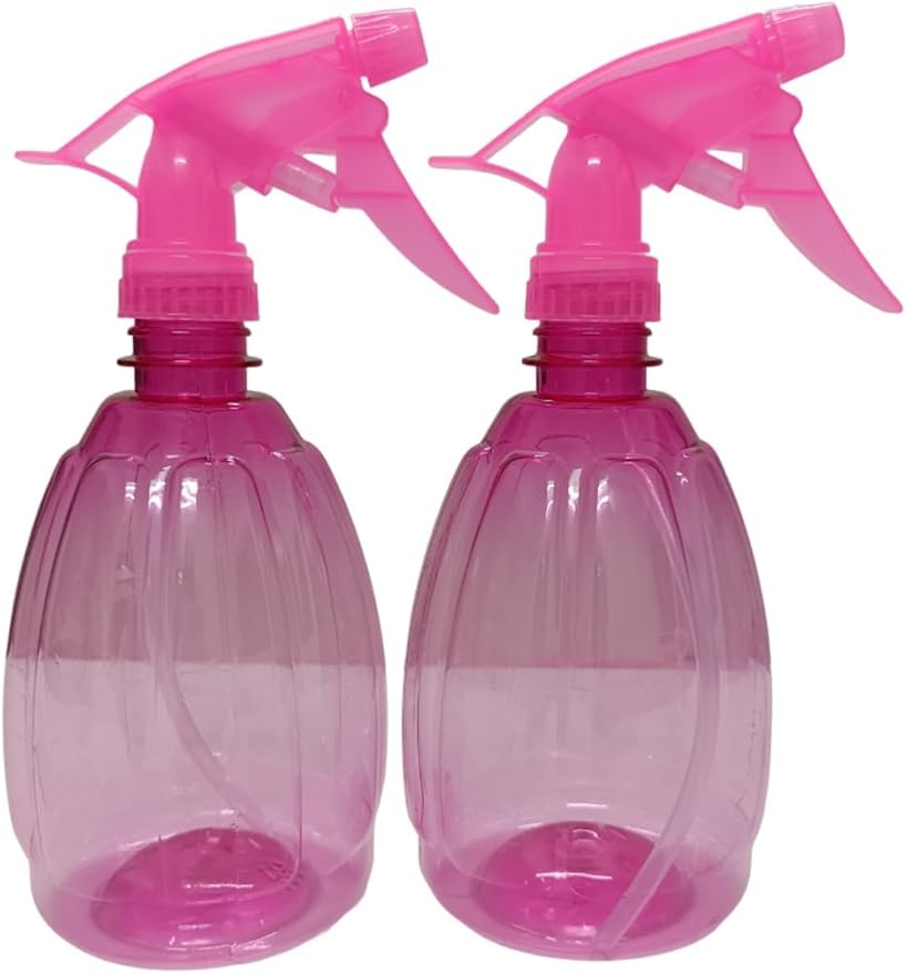 Spray Bottles 500ml 16 Oz Clean Squirt Bottle Colorful Multi-uses Spray Bottles for Cleaning, Water Flowers, Plant Care, Ironing, Hair Care, Gardening Cosmetics Kitchen Bathroom (Pack of 2) Pink