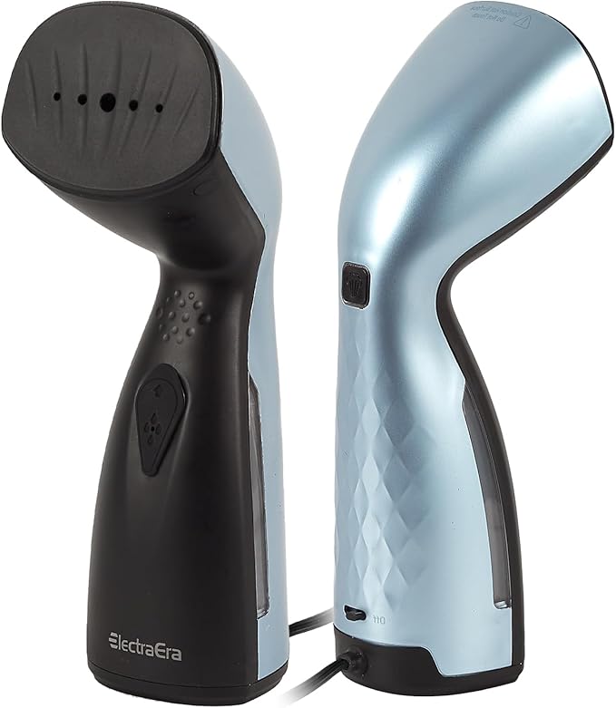Travel Garment Steamer，25s Fast Heat，Handheld Portable with Metal Steam Head, Removes Wrinkles from Clothes，Fabrics，and Garments，Metallic Blue