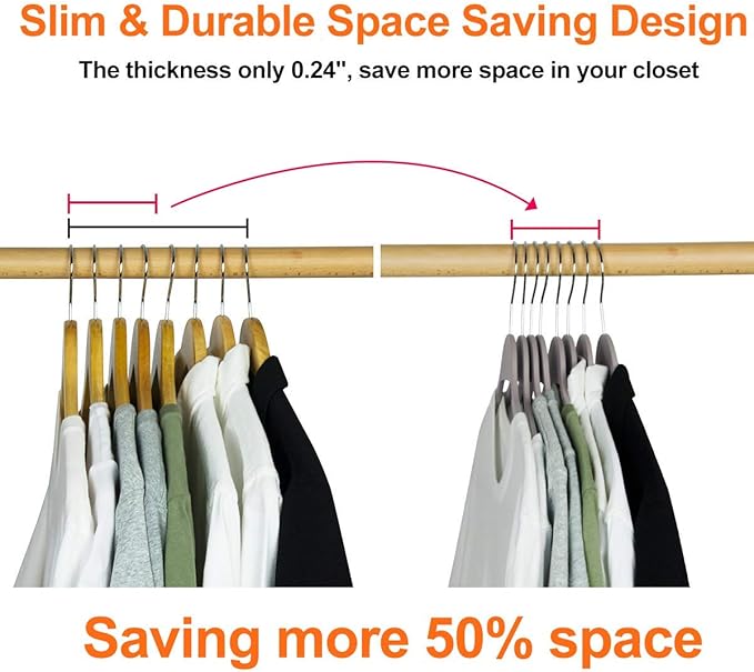 ELONG HOME Plastic Clothes Hangers 20 Pack and Solid Wooden Hangers 20 Packs
